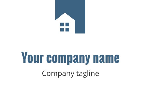 Diseño de logo moderno en color teal con silueta de casa estilizada