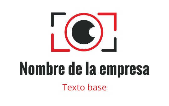 Diseño de logo de cámara moderna con lente circular y acentos rojos