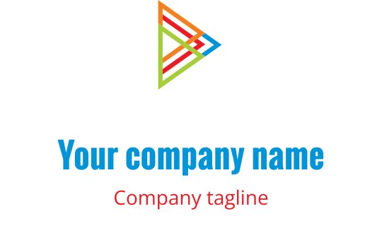 Diseño de logo geométrico colorido con forma triangular y líneas dinámicas