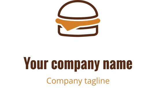 Diseño de logo de hamburguesa simple con un pan marrón y acento naranja