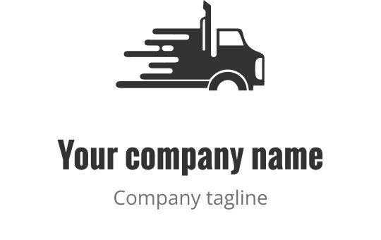 Diseño de logo de camión dinámico con líneas de movimiento en gris oscuro