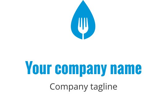 Diseño de logo moderno en azul con tenedores estilizados en disposición dinámica