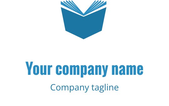 Diseño de logo de libro azul moderno con páginas estilizadas y tipografía limpia