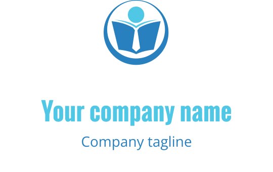 Diseño de logo profesional con un libro abierto y un ícono de persona en azul