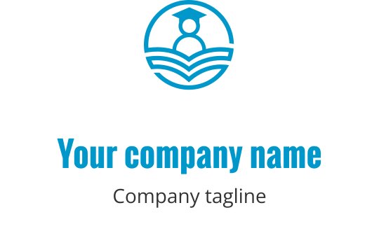 Diseño de logo moderno con la silueta de un graduado sobre un libro abierto