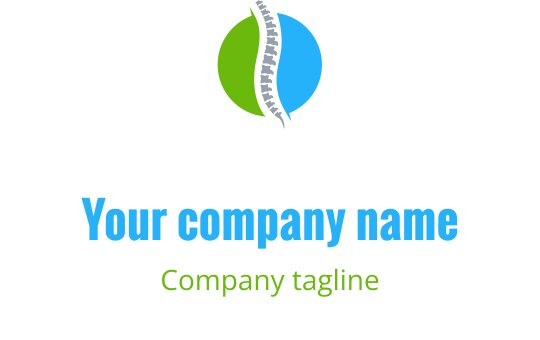 Diseño de logo moderno con forma circular verde y azul y un elemento de columna