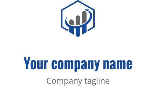 Diseño de logo moderno con un gráfico de barras en teal y gris con tendencia ascendente