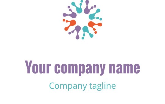 Diseño de logo colorido con formas abstractas que irradian desde un punto central
