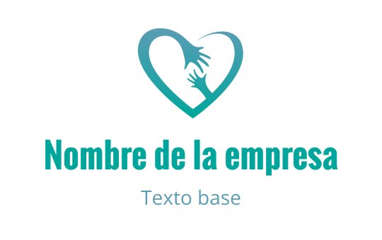Diseño de logo en forma de corazón con dos manos en tonos verde azulado