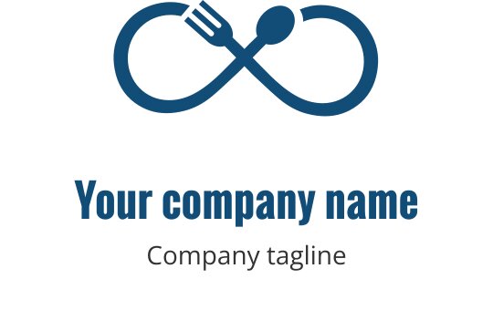Diseño de logo infinito en color verde azulado con formas de tenedor entrelazadas