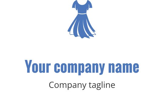 Diseño de logo de vestido azul elegante con detalles de tela fluida