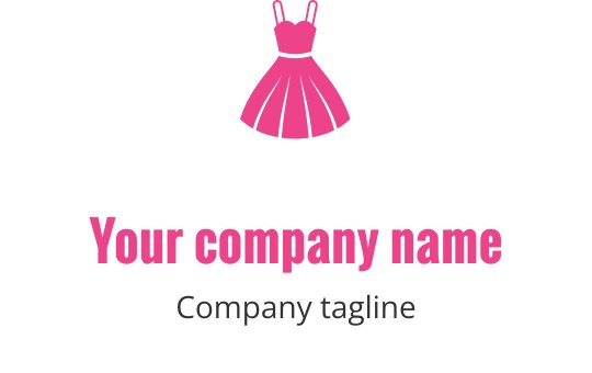Diseño de logo de vestido rosa elegante con una silueta juguetona