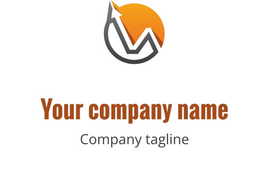 Diseño de logo moderno con un gráfico ascendente y un sol naranja