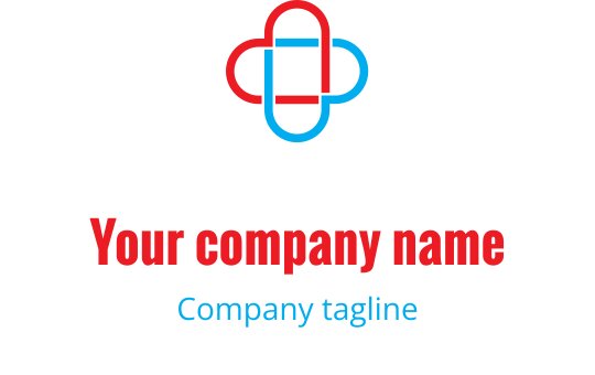 Diseño de logo moderno en rojo y azul con forma de cruz estilizada
