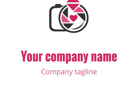 Diseño de logo elegante con una cámara de boda en rosa y rojo