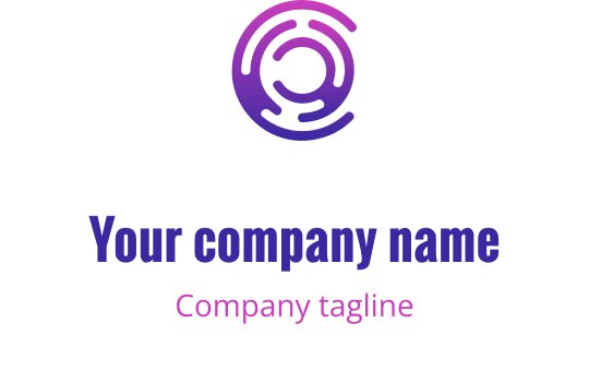 Diseño de logo circular moderno en tonos degradados de púrpura y rosa