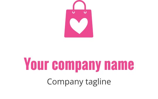 Diseño de logo elegante en rosa con la silueta de una bolsa moderna