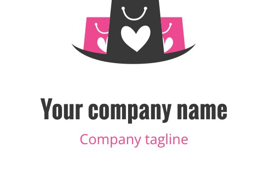 Diseño de logo elegante en rosa y gris con silueta de bolso moderno