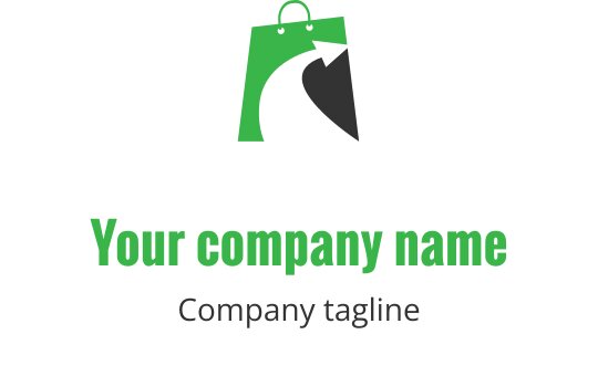 Diseño de logo verde lima con forma de bolsa estilizada