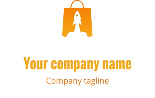 Diseño de logo elegante con la silueta de una bolsa naranja y dorada