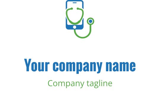 Diseño de logo moderno con un estetoscopio en colores lima y teal