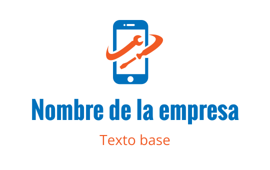 Diseño de logo de smartphone moderno azul con acentos naranjas y texto estilizado