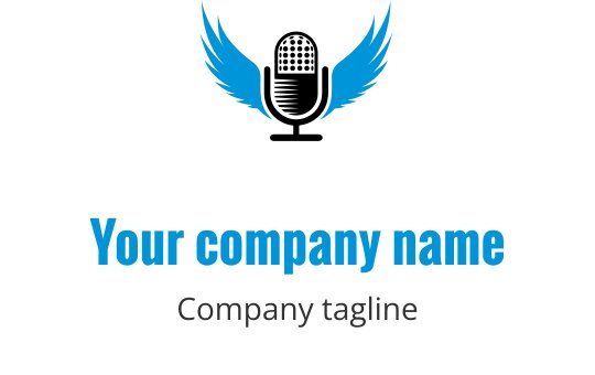 Diseño de logo moderno en azul con un motivo de onda de radio estilizada
