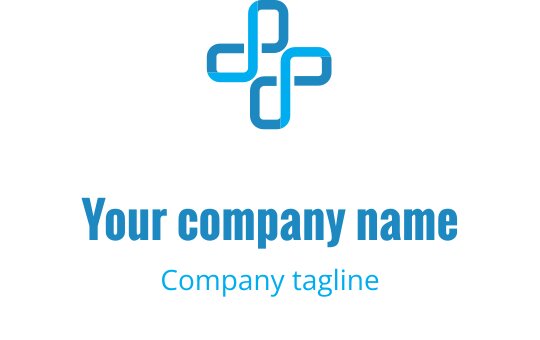 Diseño de logo moderno en azul con formas interconectadas en un diseño simétrico