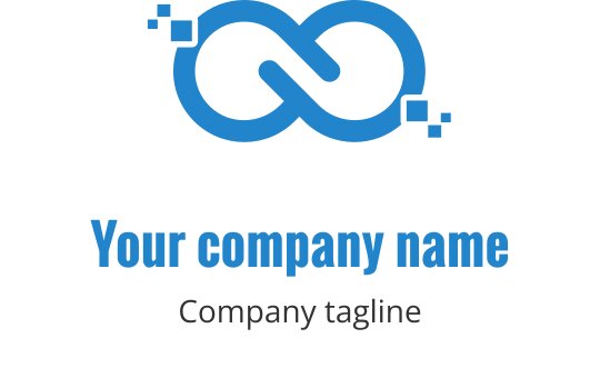 Diseño de logo infinito azul moderno con acentos geométricos