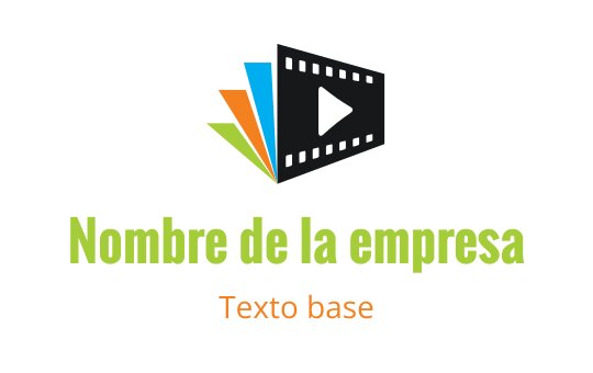 Diseño de logo dinámico con una cinta de película y elementos triangulares coloridos