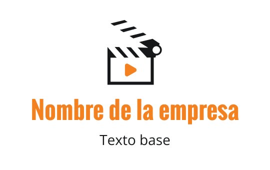 Diseño de logo de claqueta creativa con un botón de reproducción en naranja