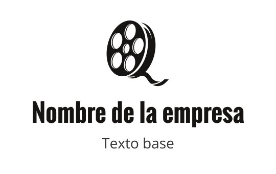 Diseño de logo de carrete de película con una letra Q estilizada en negro