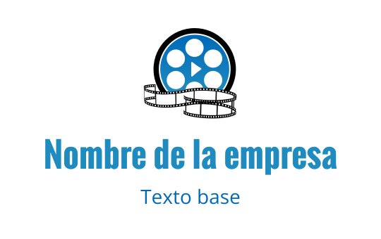 Diseño de logo moderno de carrete de película azul con acento de botón de reproducción