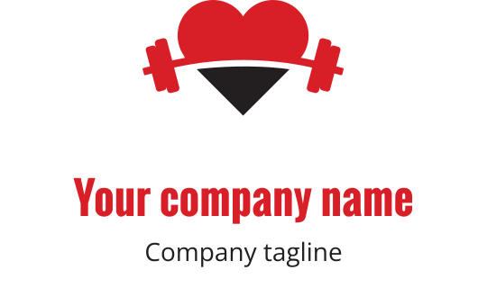 Diseño de logo en negro y rojo con forma de corazón estilizada