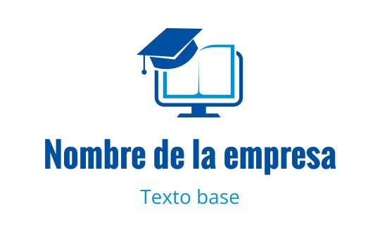 Diseño de logo moderno en azul con un birrete y un libro abierto en una pantalla de computadora