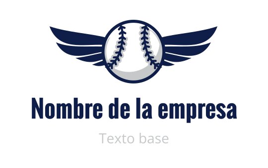 Diseño de logo de béisbol audaz con alas en azul marino y blanco