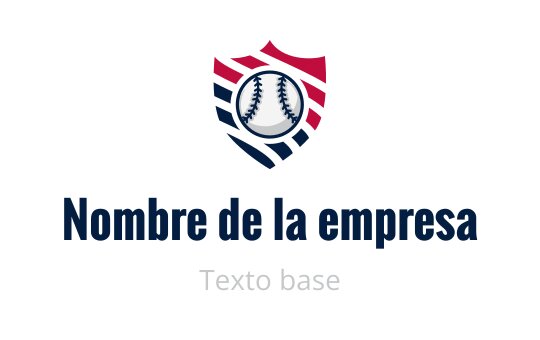 Diseño de logo en forma de escudo con una pelota de béisbol y franjas rojas y azules