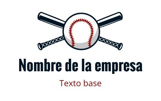 Diseño de logo de béisbol con bates cruzados y una pelota cosida en el centro