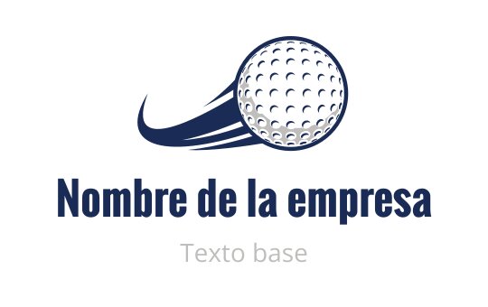 Diseño de logo dinámico de pelota de golf con líneas de movimiento en azul y blanco