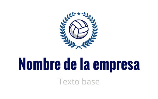 Diseño de logo de voleibol en negrita rodeado de una corona de laurel azul