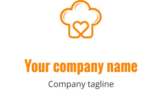 Diseño de logo de gorro de chef juguetón con un corazón en el centro
