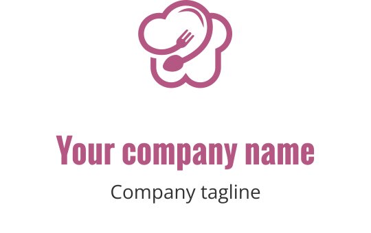 Diseño de logo de gorro de chef con tenedor y cuchara en rosa