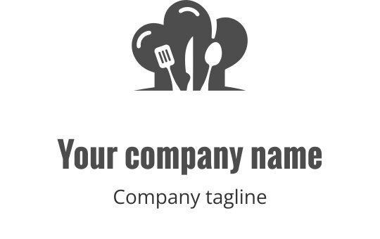 Diseño de logo de gorro de chef con utensilios en estilo minimalista