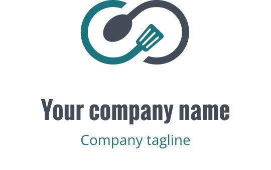 Diseño de logo moderno en verde azulado y verde con utensilio de cocina estilizado