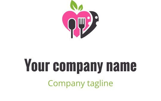 Diseño de logo moderno con una hoja estilizada en gris, rosa y lima
