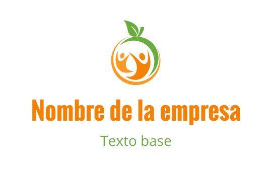 Diseño de logo juguetón en naranja con dos figuras y una hoja