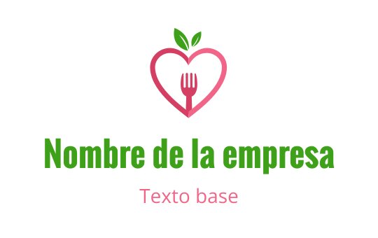 Diseño de logo en forma de corazón con un tenedor y hojas verdes