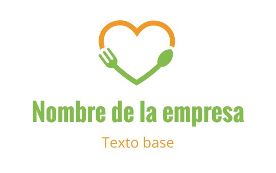 Diseño de logo en forma de corazón con tenedor y cuchara en verde y naranja