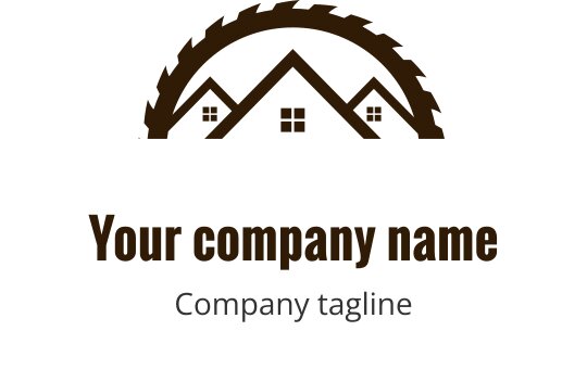 Diseño de logo moderno con casas estilizadas y un elemento de sierra circular