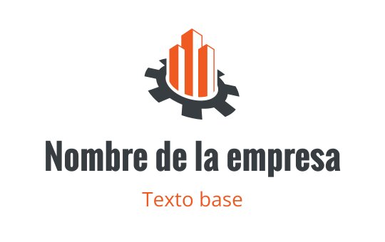 Diseño de logo moderno con rascacielos naranjas dentro de una forma de engranaje